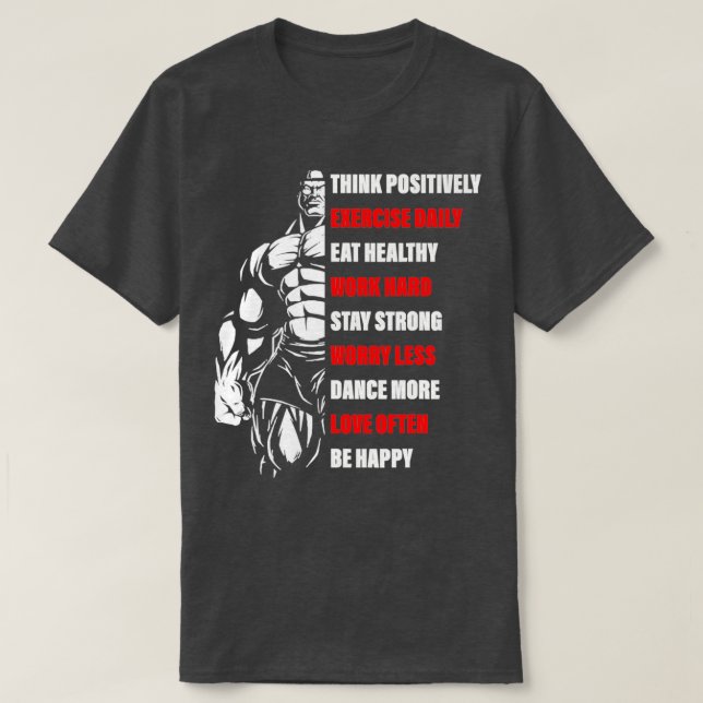 Camiseta Pensar Positivamente En El Gimnasio Diario (Diseño del anverso)