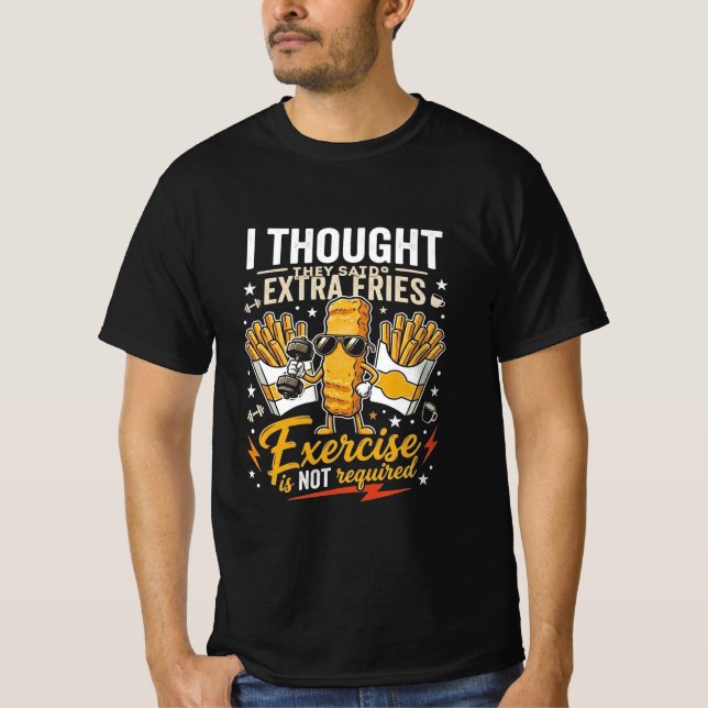 Camiseta Pensé que las papas fritas extra gimnasio  (Anverso)