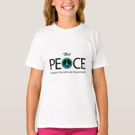 Camiseta Pensemos en la paz, en contra de la guerra, en con