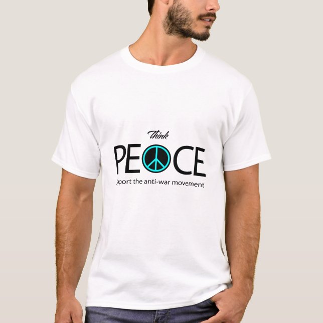 Camiseta Pensemos en la paz, en contra de la guerra, en con (Anverso)