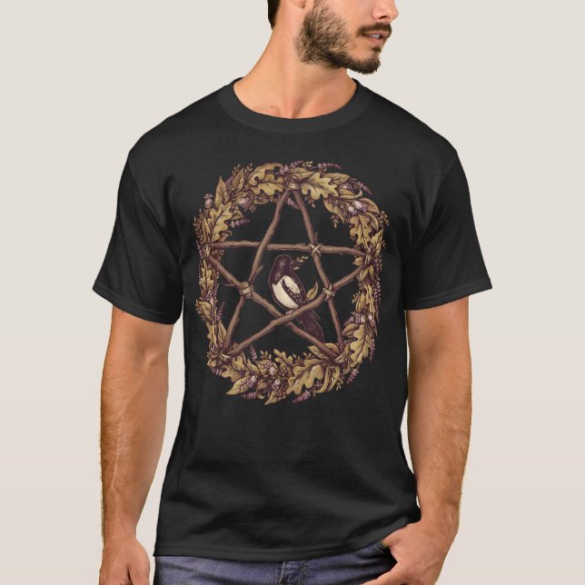 Camiseta Pentáculo botánico Bruja Wreath (Anverso)
