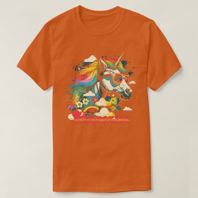 Camiseta Pentador de Unicornio arcoiris (Diseño del anverso)