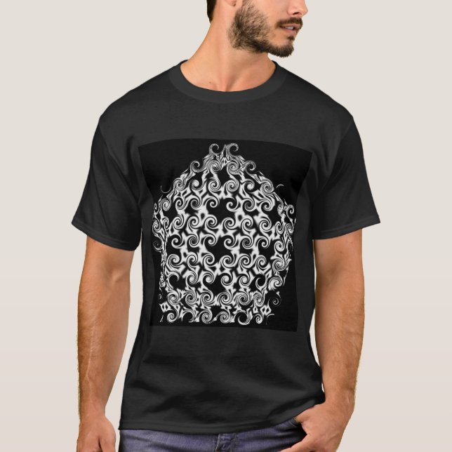 Camiseta Pentágono blanco en negro (Anverso)