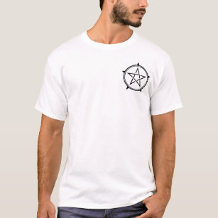Camiseta Pentagram blanco y negro del corte del doble