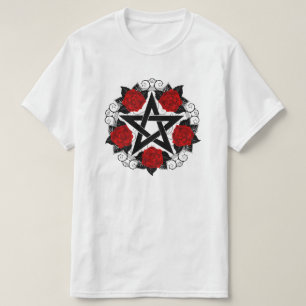 Camiseta Pentagram con rosas rojas