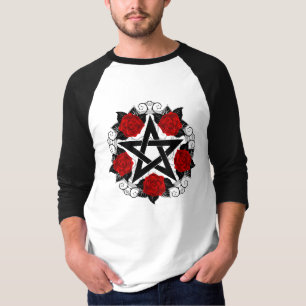 Camiseta Pentagram con rosas rojas