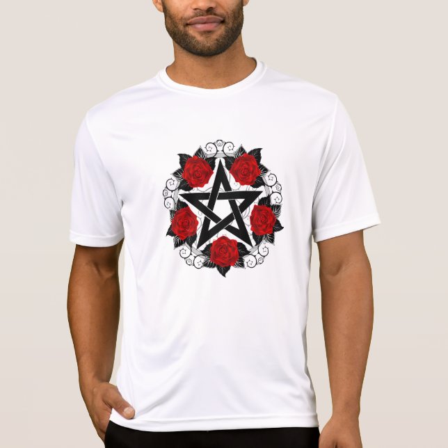 Camiseta Pentagram con rosas rojas (Anverso)