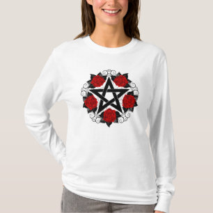 Camiseta Pentagram con rosas rojas