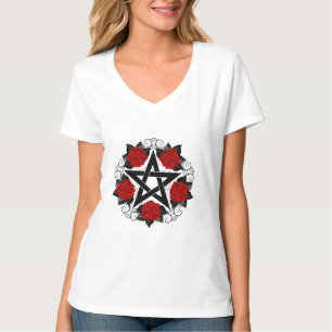 Camiseta Pentagram con rosas rojas