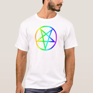Camiseta Pentagram invertido del arco iris