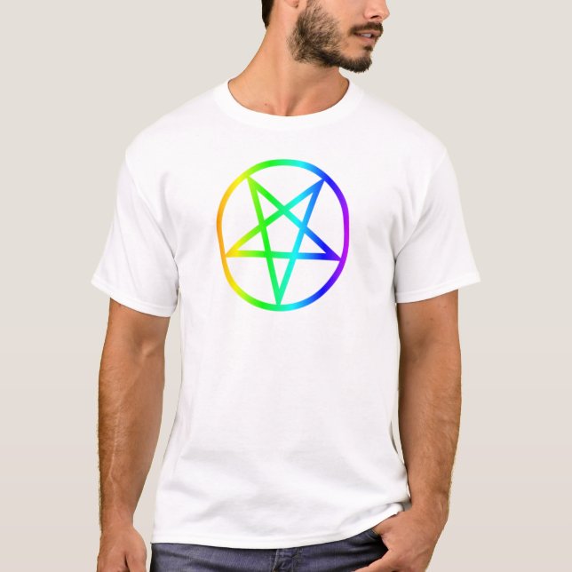 Camiseta Pentagram invertido del arco iris (Anverso)