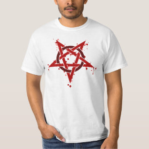 Camiseta Pentagram manchado satánico rojo