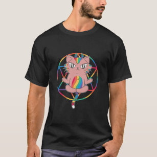 Camiseta Pentagram Pentagram de gato con arco iris