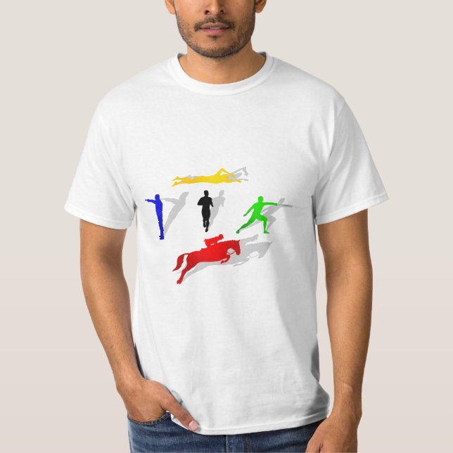 Camiseta Pentathlon que cerca el salto de la natación del (Anverso)