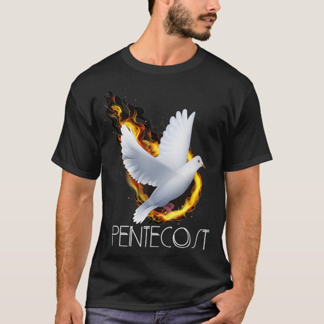 Camiseta Pentecostés palomas de llama de fuego actúa Santo  (Anverso)