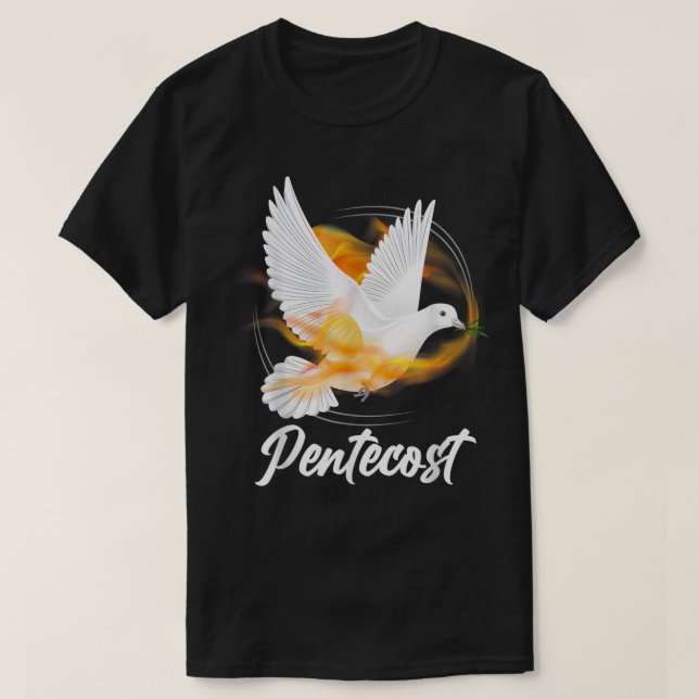Camiseta Pentecostés palomas prenden fuego al gato del Espí (Diseño del anverso)