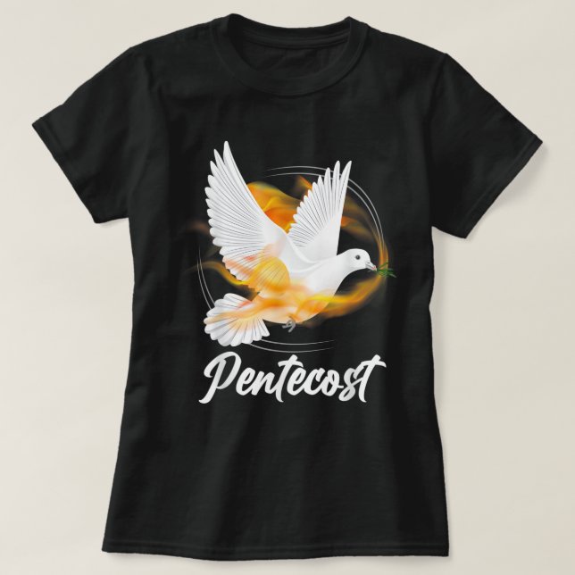 Camiseta Pentecostés palomas prenden fuego al gato del Espí (Diseño del anverso)