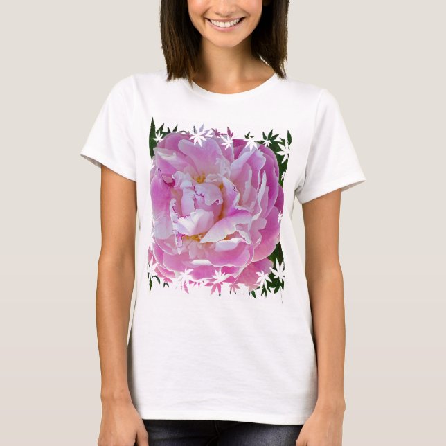Camiseta Peonía rosa (Anverso)