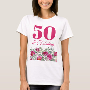 Camiseta Peonías acuarela rosa caliente 50 y fabulosas
