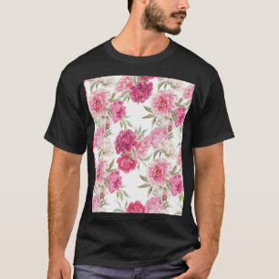 Camiseta Peonías rosadas acuarelas: elegancia floral