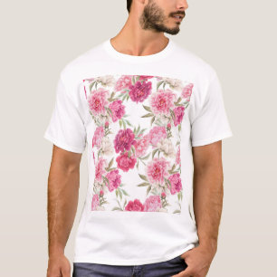 Camiseta Peonías rosadas acuarelas: elegancia floral