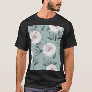 Camiseta Peonies de Rosas Blancas: Bordados Florales.