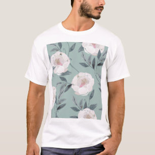 Camiseta Peonies de Rosas Blancas: Bordados Florales.