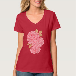 Camiseta Peonies Elegantes - Ilustracion floral rosa suave