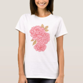 Camiseta Peonies Elegantes - Ilustracion floral rosa suave