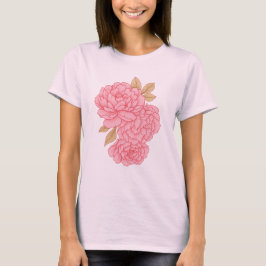 Camiseta Peonies Elegantes - Ilustracion floral rosa suave
