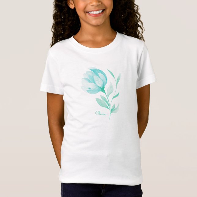 Camiseta Peonies verde azulados (Anverso)