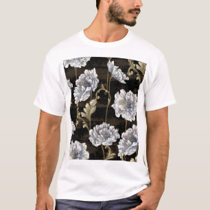 Camiseta Peony Elegance: Barroco Swirls de oro