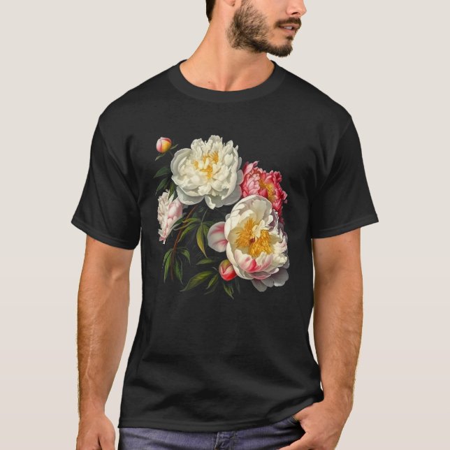 Camiseta Peony Flowers Floral Bouquet Blossom Lovers (Anverso)