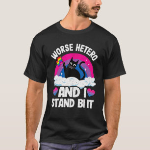 Camiseta Peor Hetero Y Me Declaro Bi Gato Bandera Bisexual