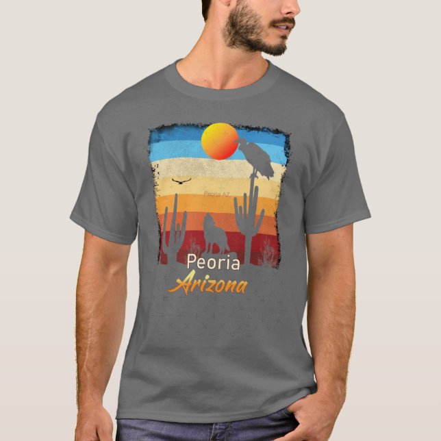 Camiseta Peoria Arizona AZ Sunset Coyote Vulture Cactus Des (Anverso)