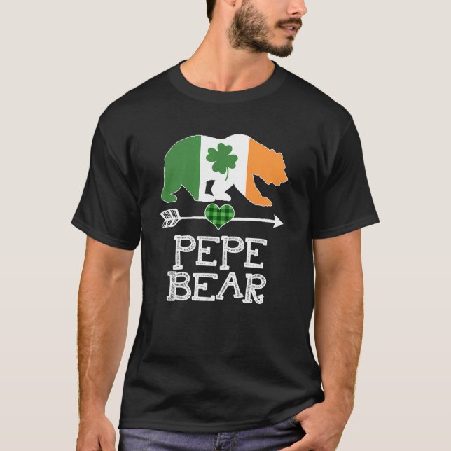 Camiseta Pepe Bear St Patricks Día Familia Irlandesa Green  (Anverso)