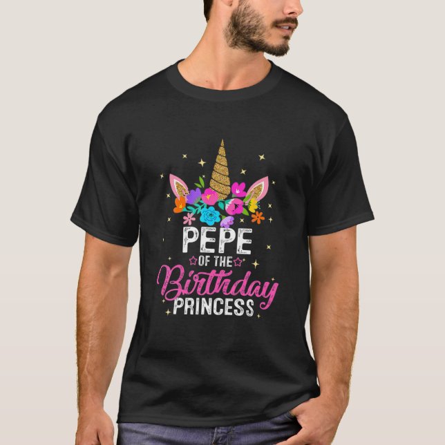 Camiseta Pepe De La Princesa De Cumpleaños Funny Unicornio  (Anverso)