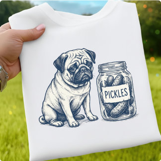 Camiseta Pepino divertido Pug, regalo de perro lindo, perro
