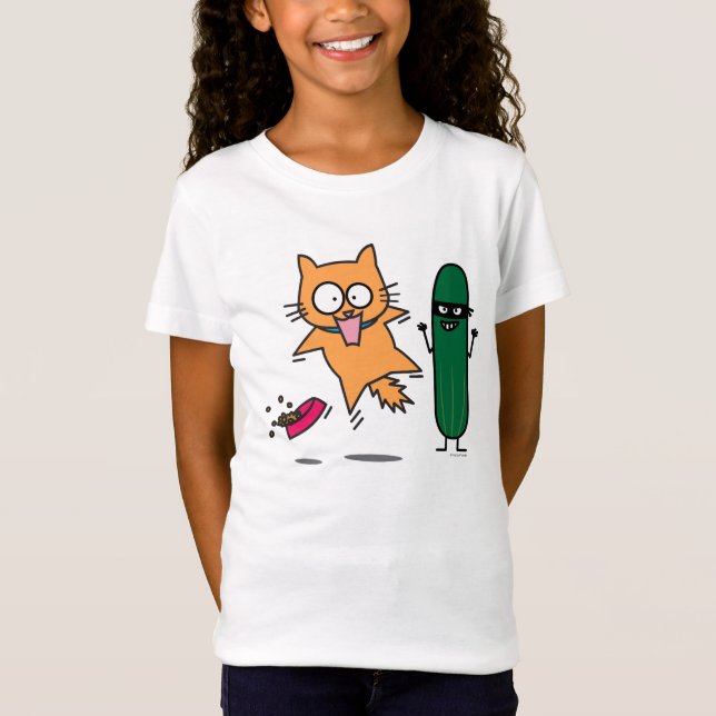 Camiseta Pepino que asusta los gatos - gato contra susto (Anverso)