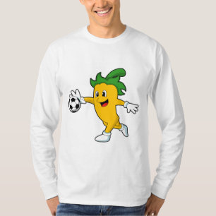 Camiseta Pepper Vegan como jugador de fútbol con fútbol. PN