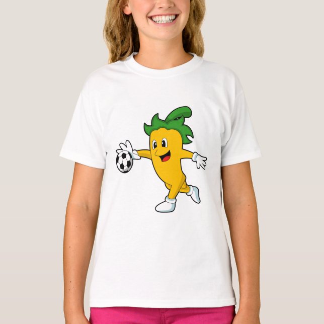 Camiseta Pepper Vegan como jugador de fútbol con fútbol. PN (Anverso)