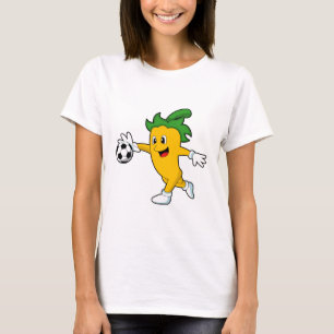 Camiseta Pepper Vegan como jugador de fútbol con fútbol. PN