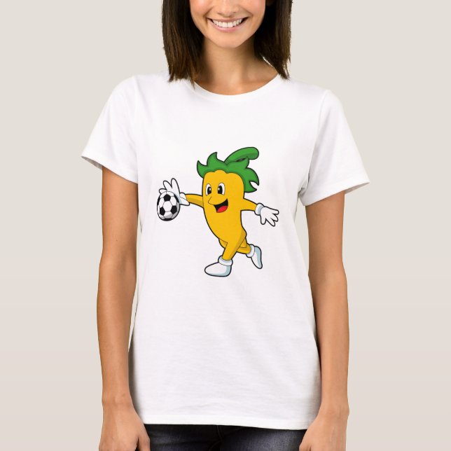 Camiseta Pepper Vegan como jugador de fútbol con fútbol. PN (Anverso)