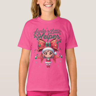 Camiseta Pequeña ayudante de Santa con una fiesta de Bowtie