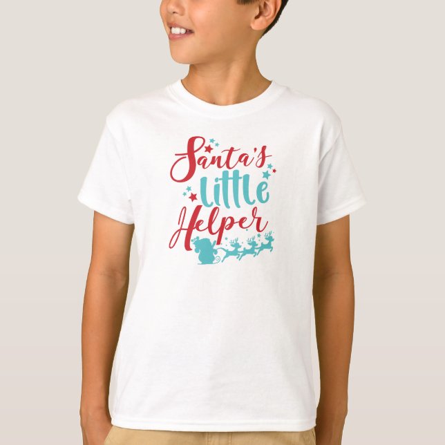 Camiseta Pequeña ayudante de Santa Elena, Sleigh, reno, est (Anverso)