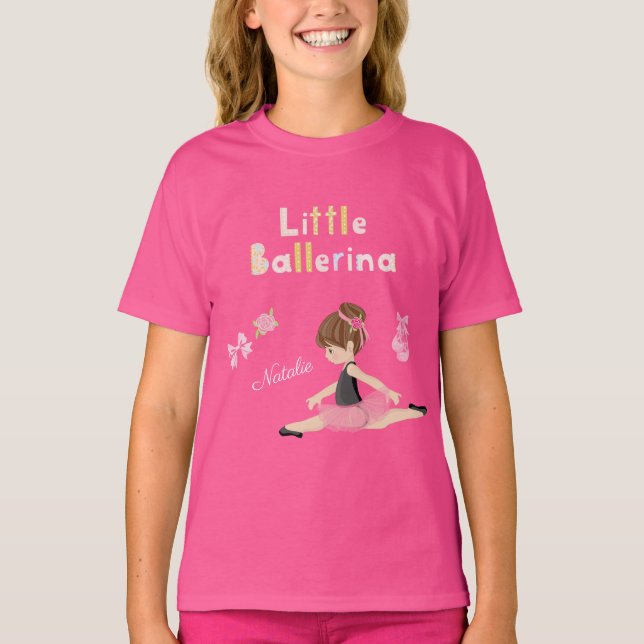 Camiseta Pequeña Ballerina Chicas de ballet rosa nombran ca (Anverso)
