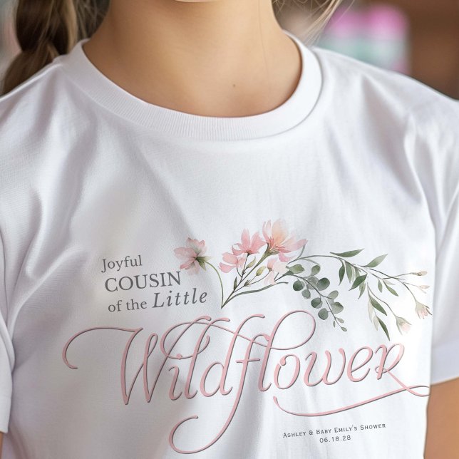 Camiseta Pequeña bebé de flores silvestres (Little Wildflower Themed Baby Shower kids T-shirt for Girl. Family T-shirt.)