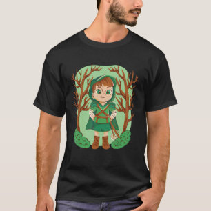 Camiseta Pequeña capucha roja caminando por el bosque