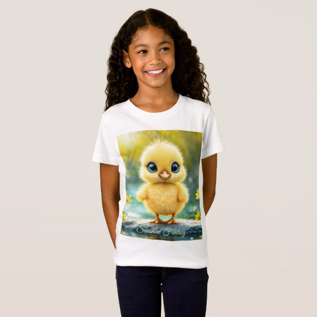 Camiseta Pequeña chica amarilla soñadora luz dorada arte na (Anverso completo)
