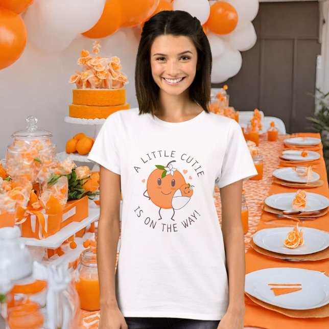 Camiseta Pequeña corbata en camino | Naranja Cute Baby Show (Subido por el creador)